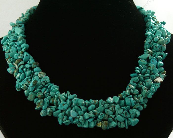 Charming handmade turquoise nugget stone beads necklace