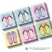 Summer Flip Flops scrabble tile images 0.75x0.83 inch squares. Beach party collage sheet for scrabble size pendants. Digital download