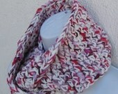 BERRIES IN SNOW Cowl with cranberry, wine, powdery pink, rose and white