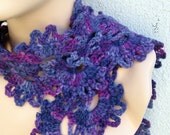 PURPLE MISCHIEF Crescent Moon Scarf in organic wool and alpaca.