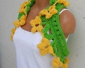 FLOWER GARDEN Vest - medium - spring green with yellow/gold flowers - OOAK