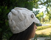 Knit Newsboy Hat, Newsboy Cap, Knit Hat Cable, Women Hat Knit Winter Hat