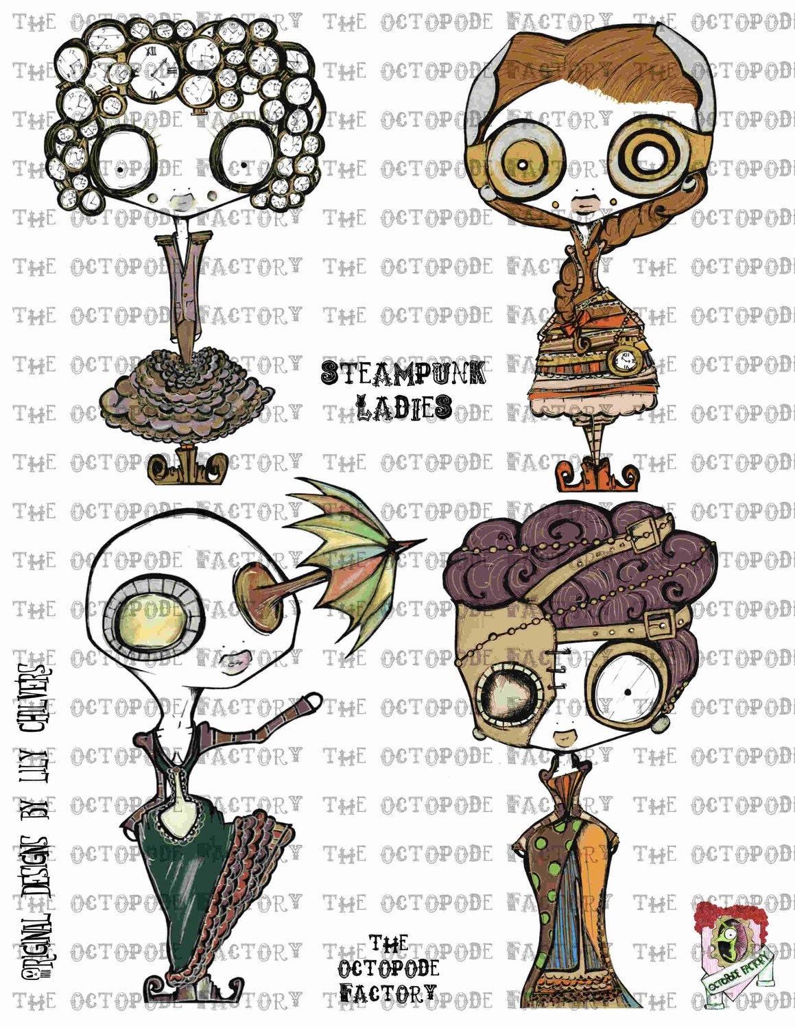 Steampunk Ladies Collage Sheet