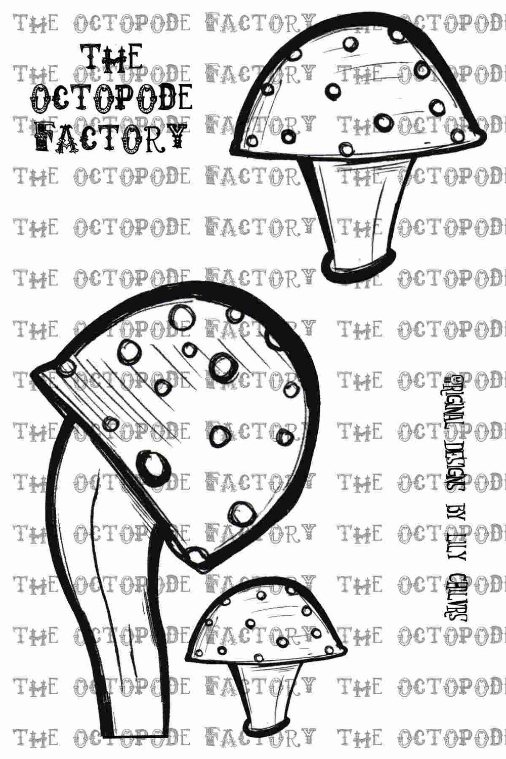 Alice Elements Whimsical Mushroom Digital Stamps (instant download)