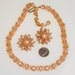 Tangerine Moonglow Necklace Earrings Set Vintage 1960s Mad Men Orange Peach Lucite Crystal Beads