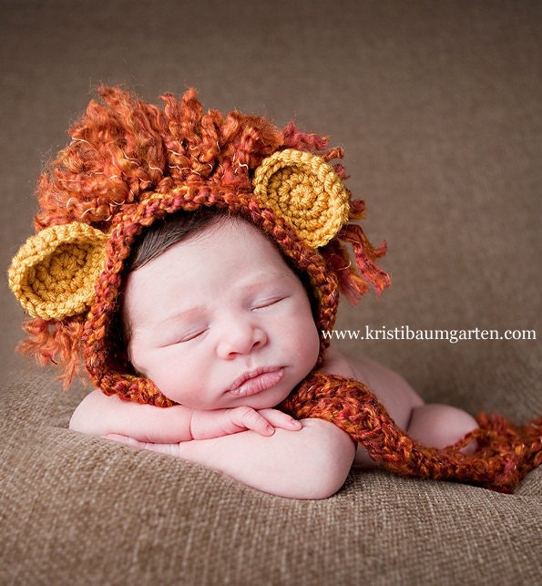 Baby LION MANE Crochet Hat Photo Prop Newborn 0 3 6 Months