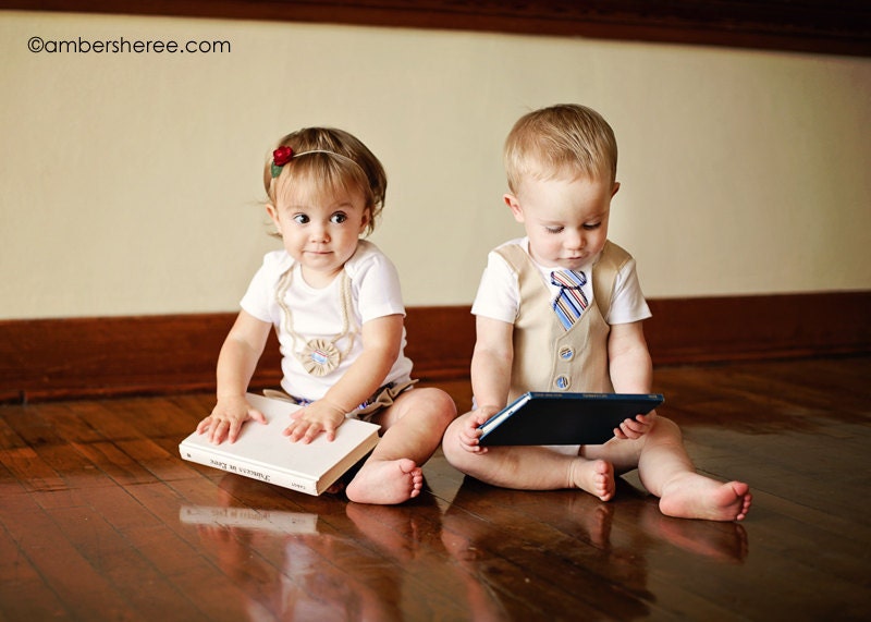 Set of Boy and Girl Matching Dress Clothes- Boutique Baby Boy Girl Twins Outfits
