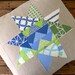 SALE -- Quilted Star Pillow Cover - Cobalt Blue, Green and Natural Linen