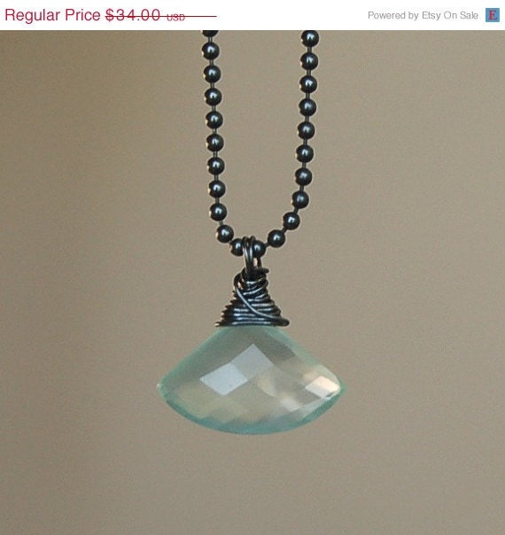 Summer Sale Chalcedony and Oxidized Silver Necklace - Pobbletoes