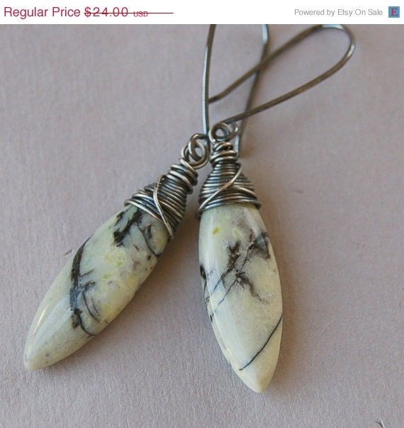 Summer Sale Jasper and Oxidized Silver Earrings - Pobbletoes
