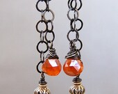 Carnelian and Oxidized Silver Earrings