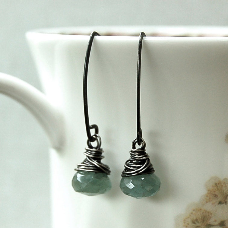 Aquamarine and Silver Earrings