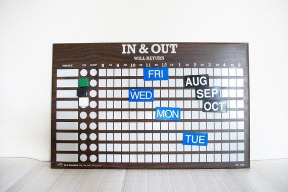 Vintage In & Out Office Board by TheeLetterQ on Etsy