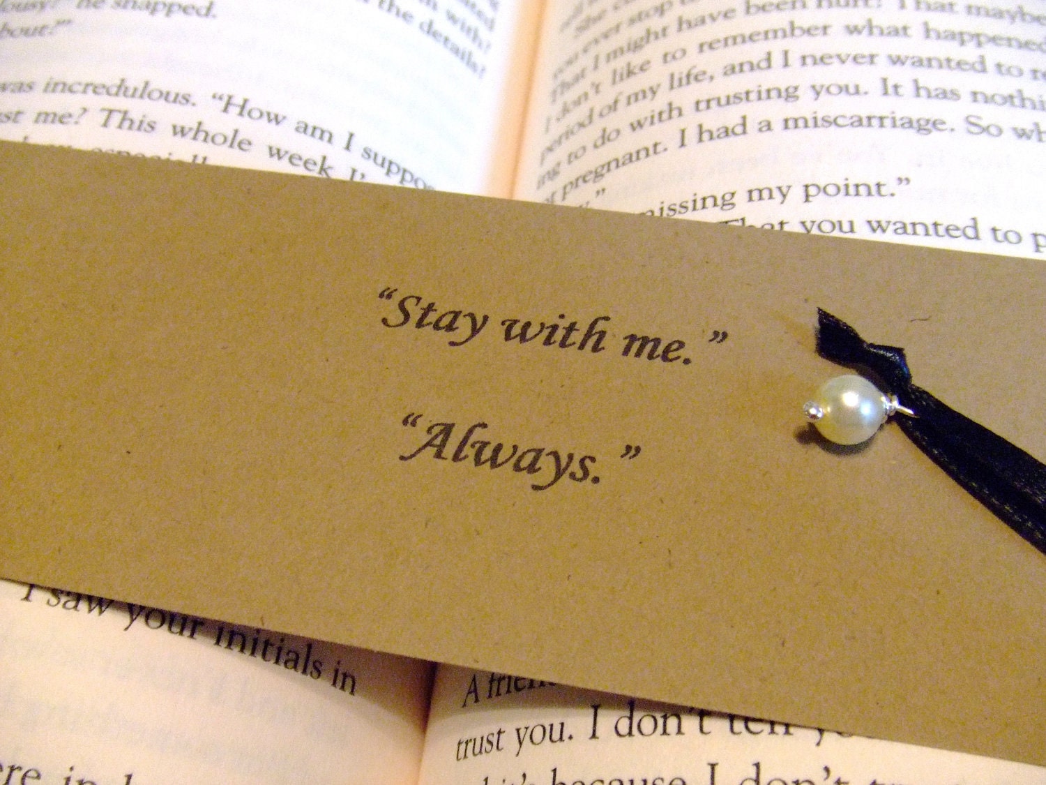 Stay With Me Always- Hunger Games Mockingjay Quote - Pearl Charm Bookmark