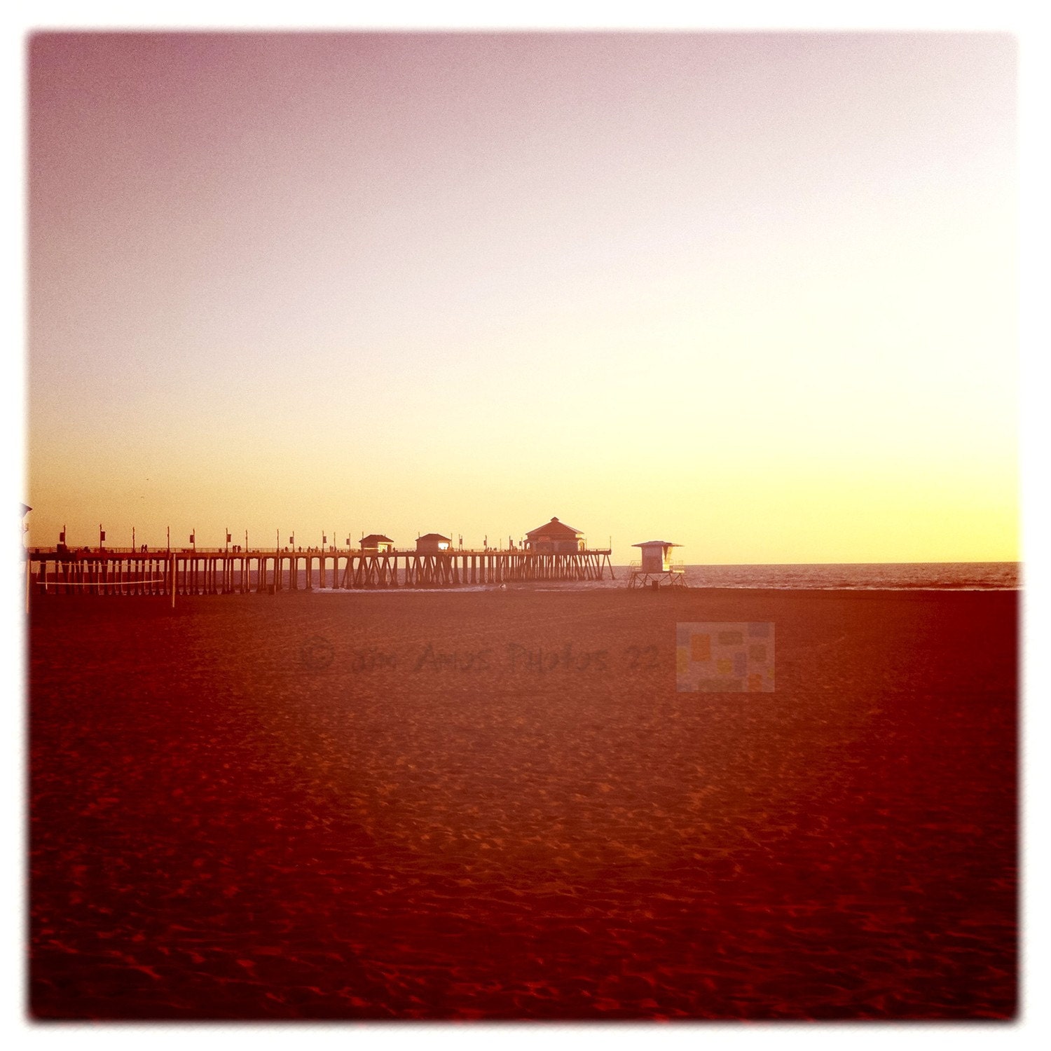 Empty Beach at Sunset - Square California Beach Photo