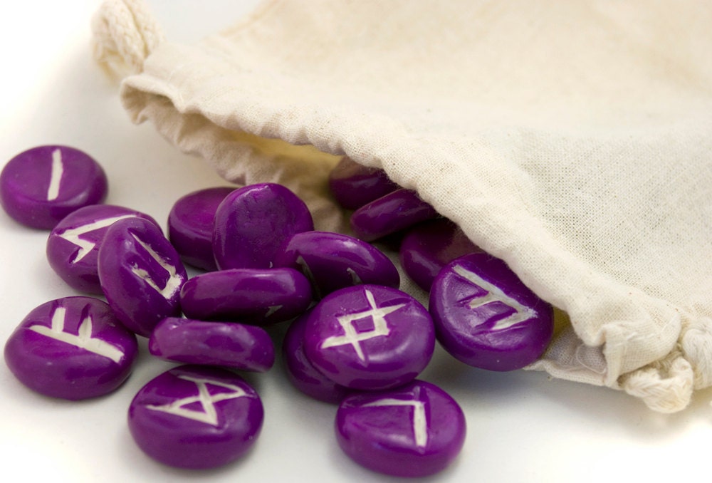 Polymer clay Rune set pick your color - elder futhark - bag and meaning sheet included - divination - amberhlynn