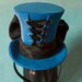 Cunene Goth Blue Ribbon Corset Mini Top Hat