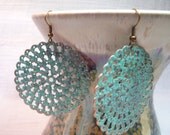 Verdigris- Large Disc Patina Earrings - FREE Shipping