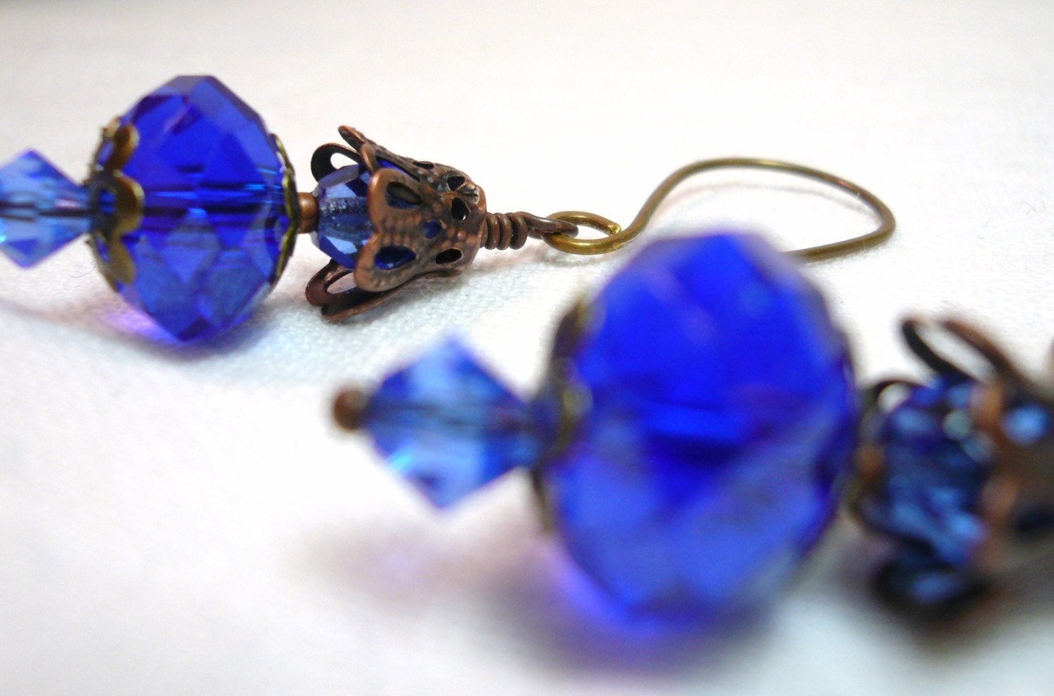 Nostalgic Blue Crystal Glass - Earrings - FREE Shipping