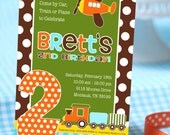 Transportation Cars, Trains, Planes Party Invitation, Thank You Note, Address Labels & Envelope Seals - Printable Amanda's Parties