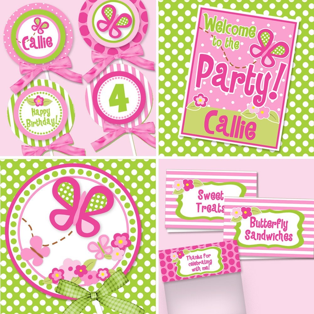Butterfly Party Printables - Butterfly Birthday Party Set by Amanda's Parties TO GO