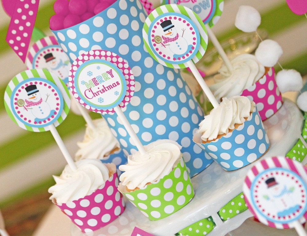 Snowman Party - Pink Version - Christmas Party Printable Set by Amanda's Parties To Go Il_570xn