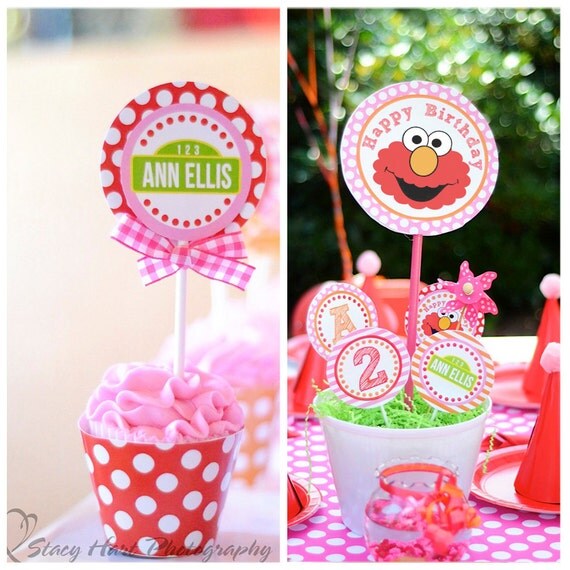 ELMO Party Printable- SALE - HUGE Pink Collection inspired by Sesame Street - Amanda's Parties To Go Il_570xn