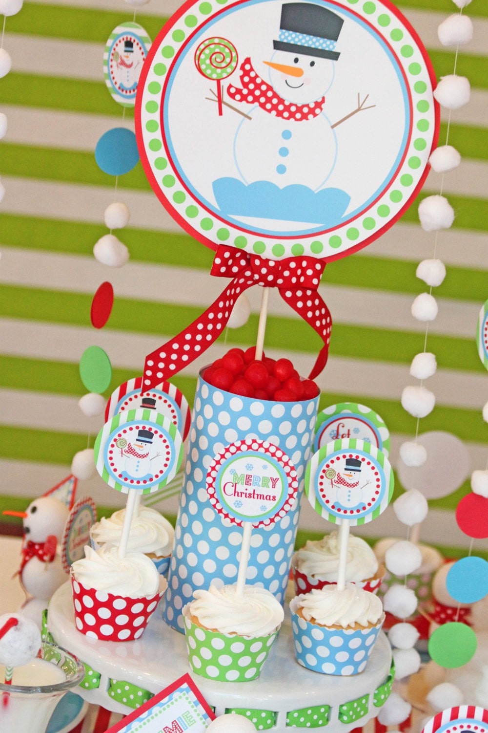Christmas Snowman Party Printables - Let it Snow - 60 Percent Off - Winter Wonderland -by Amanda's Parties To Go