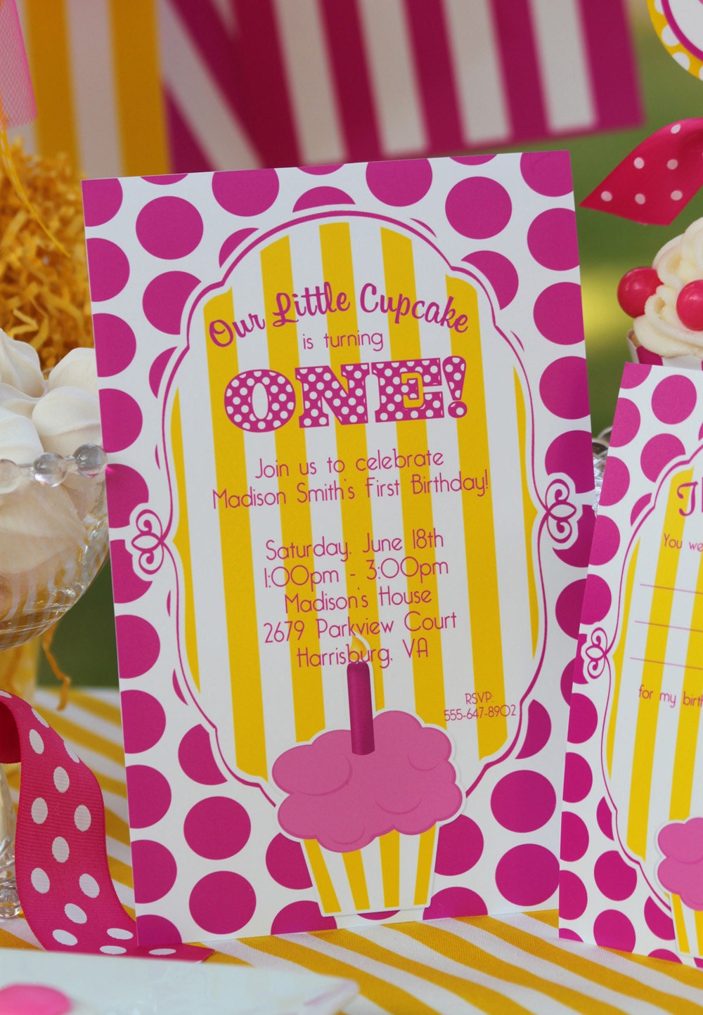 Cupcake Party Invitation - Cupcake Birthday Party Invitation and Thank you note set by Amanda's Parties TO GO