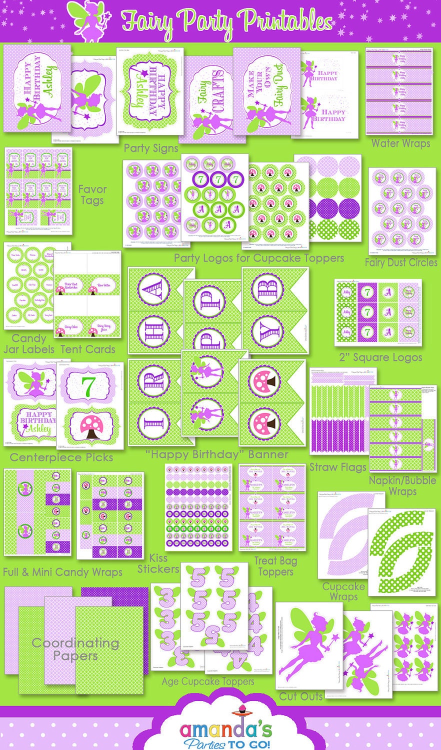 FAIRY Party Printable Set - Birthday - Fairy Printables Collection - by Amanda's Parties To Go