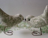 Sage Green Toile Love Birds LJO Collection Wedding Cake Topper Love Birds