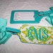 Personalized Luggage Tag Lime & Turquoise Damask