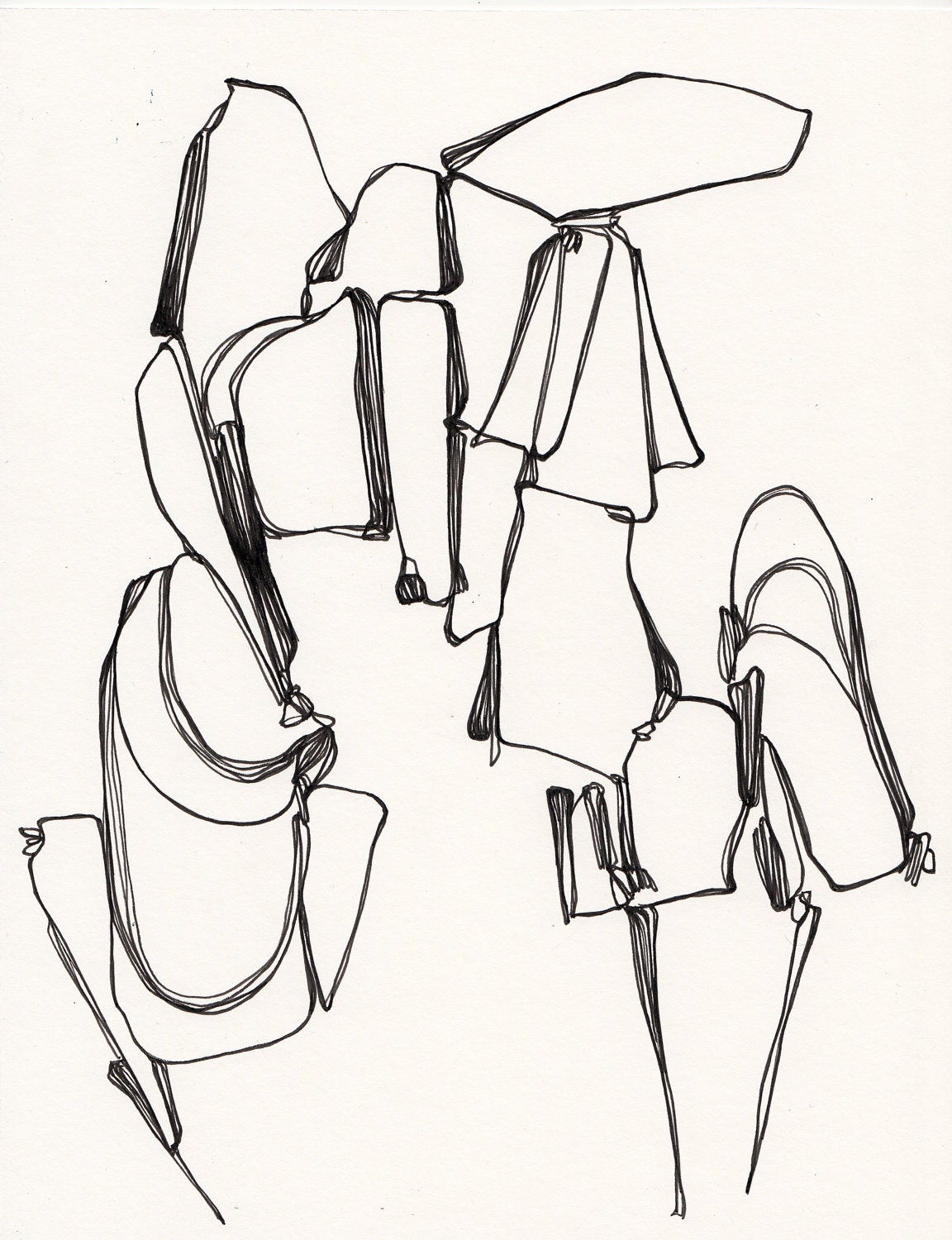 Walking Puddles - Original Ink Drawing - 8.5" x 11"