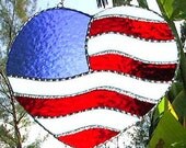 Stained Glass American Flag Suncatcher - Red - White - Blue - 9503