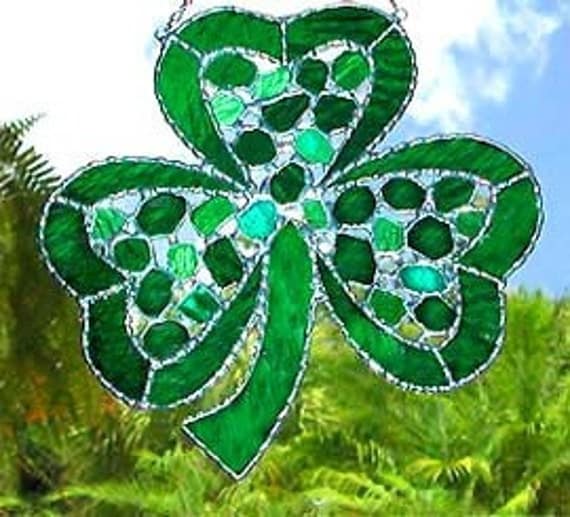 Stained Glass Irish Shamrock Suncatcher - 9593