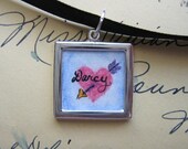 Mr Darcy Heart In Love double sided necklace Jane Austen valentine gift