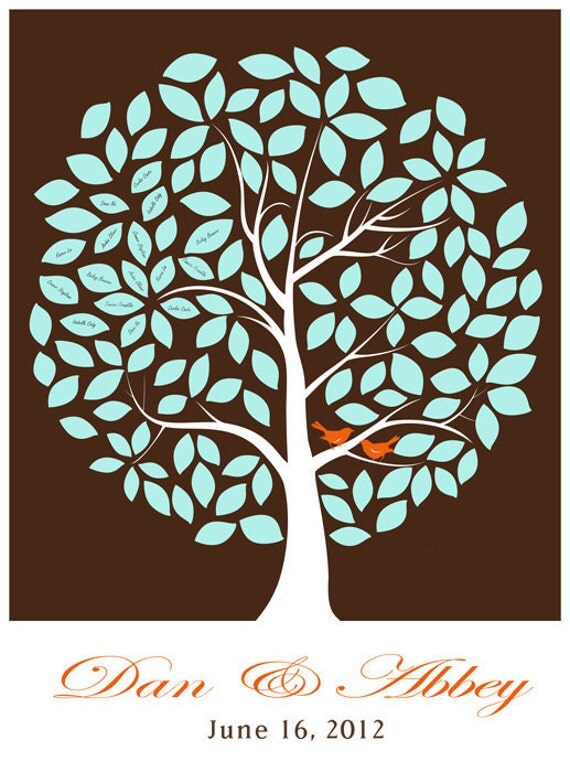 Wedding Guestbook Alternative Print--  To Be Personalized With Guest's Signatures - 17x22 - 160 Signature Guestbook