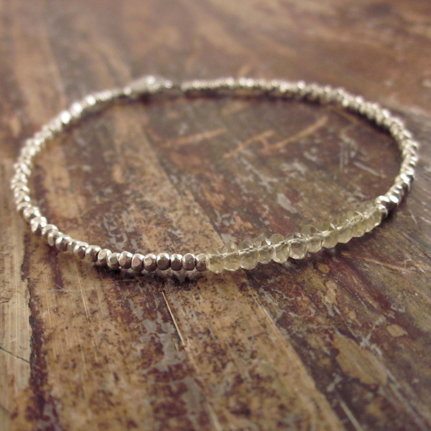 Lemon Quartz Bracelet with Karen Hill Tribe Silver Beads