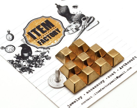 10Sets 8mm GOLD Flat Head Square RIVETS Rapid Studs Nailhead. (Super High Quality)