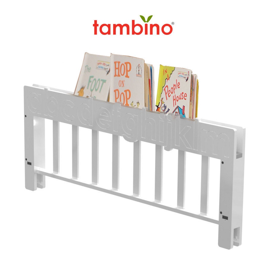 Alpha Bookshelf Bedrail (color white, size medium for mattresses 5-10" thick)