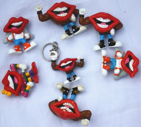 Big LOT 80s Toys pvc Figures FUN STUFF Tang Mouth Lips