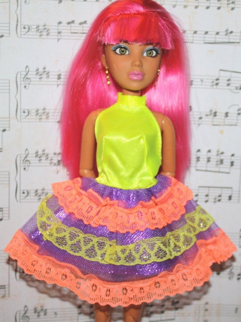 NEON Lacey DRESS with RUFFLES .......for Barbie