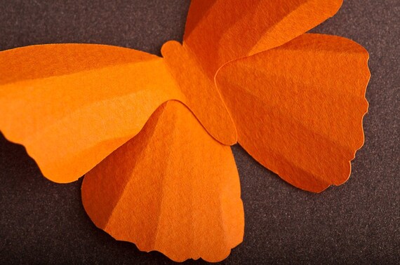 3D Wall Butterflies, 20 Pumpkin Orange Butterfly Silhouettes for Girls Room, Nursery, and Home Art Decor
