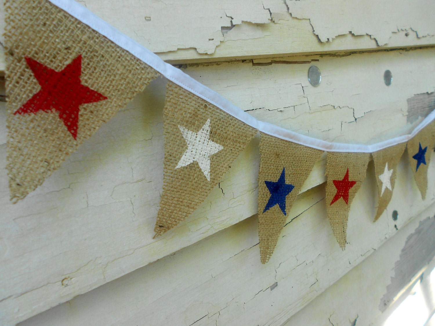 Star Spangled Burlap Banner for 4th of July, Patriotic, Americana