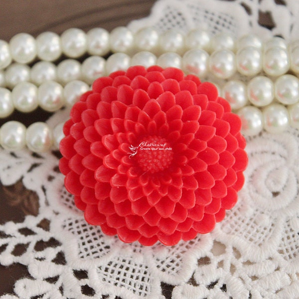 2 Pcs Wholesale  Beautiful Colorful Big  marigold flower  Cabochon -aquamarine-40mm(CAB-L-14)