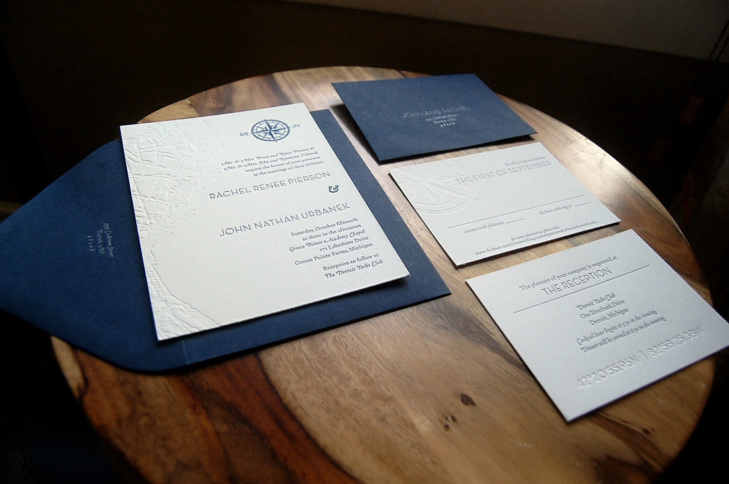 Letterpressed Wedding Invitations - Shoreline
