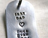 Fathers Day Key Chain Personalized Man Mens Dog Tag Hand Stamped Brushed Aluminum Key Ring Keychain Kids Names Great Gift For Dads