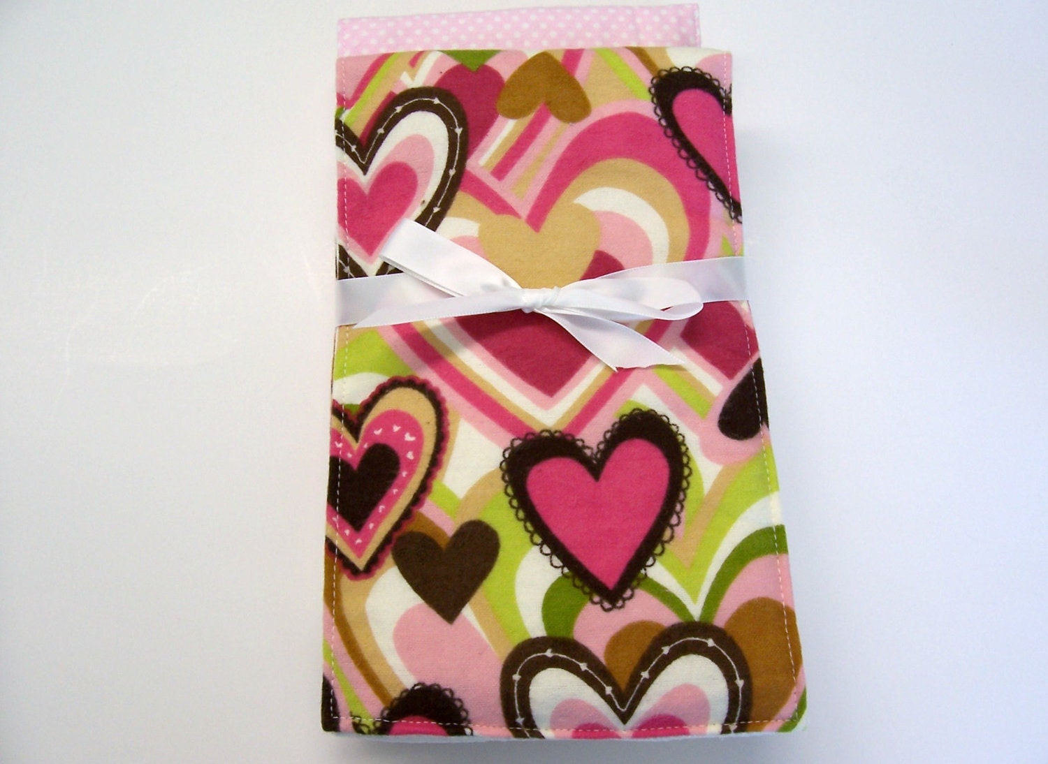 6 Ply  Diaper Burp Cloths in Pink and Brown Flannel ( Set of 2)