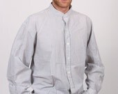 Vintage 1980s large Mens blue and white check long sleeved shirt