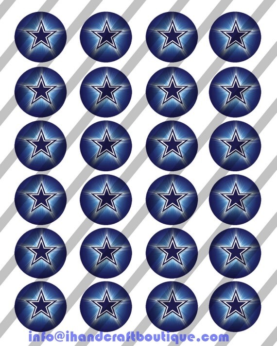 Items similar to 24 Dallas Cowboy Star Blue Inspired 1.5" Round